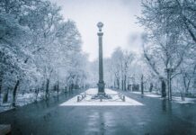 В Ростов-на-Дону посреди марта вернулась зима. Весь город в снегу
