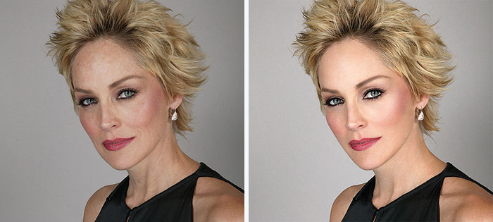 Звезды до и после фотошопа: Шэрон Стоун